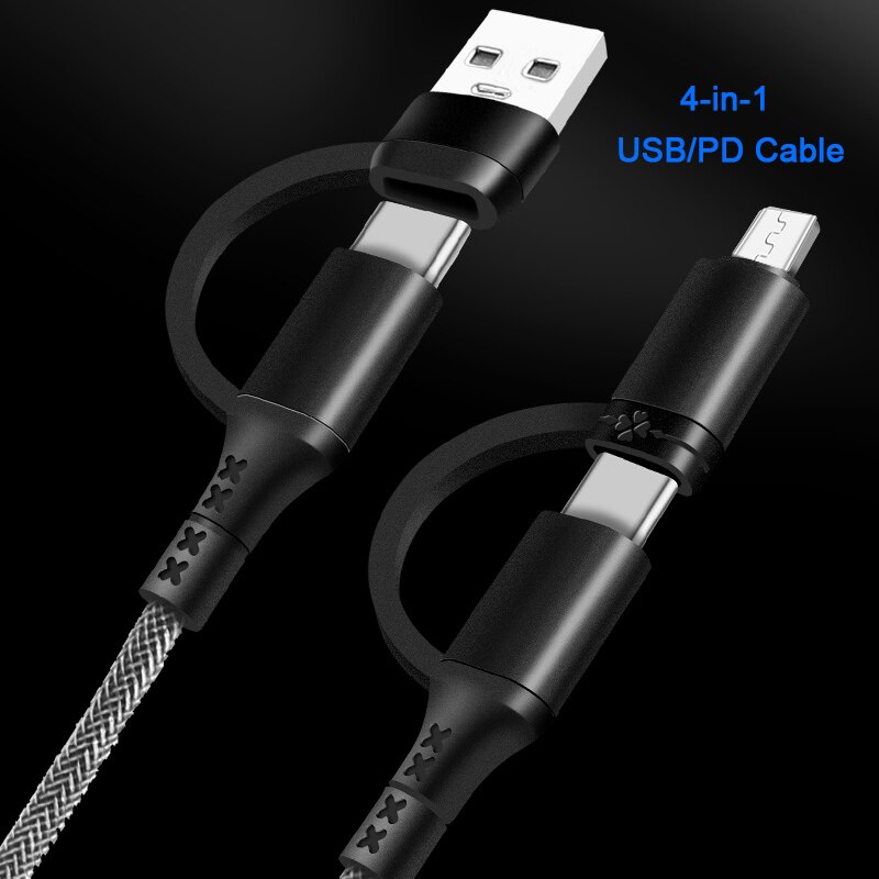 4 In 1 Pd Usb Kabel C Opladen Kabel Usb Charge Kabel Voor Huawei Xiaomi Samsung Voor Iphone Kabel Data kabel Snel Opladen