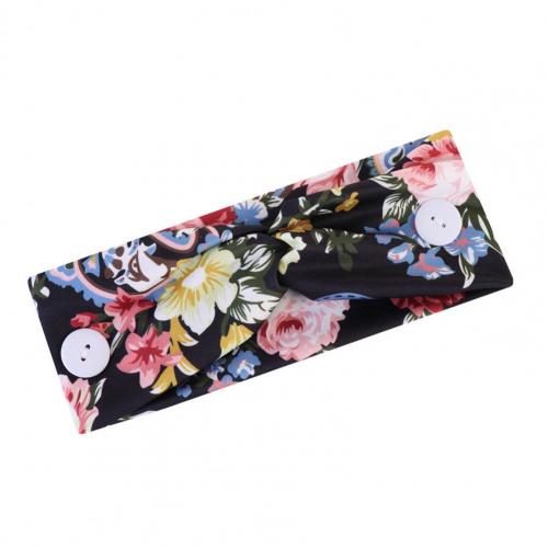Diadema de buena elasticidad con absorción del sudor, banda para la cabeza cabello con dos botones fuertes para trotar: Black Flowers