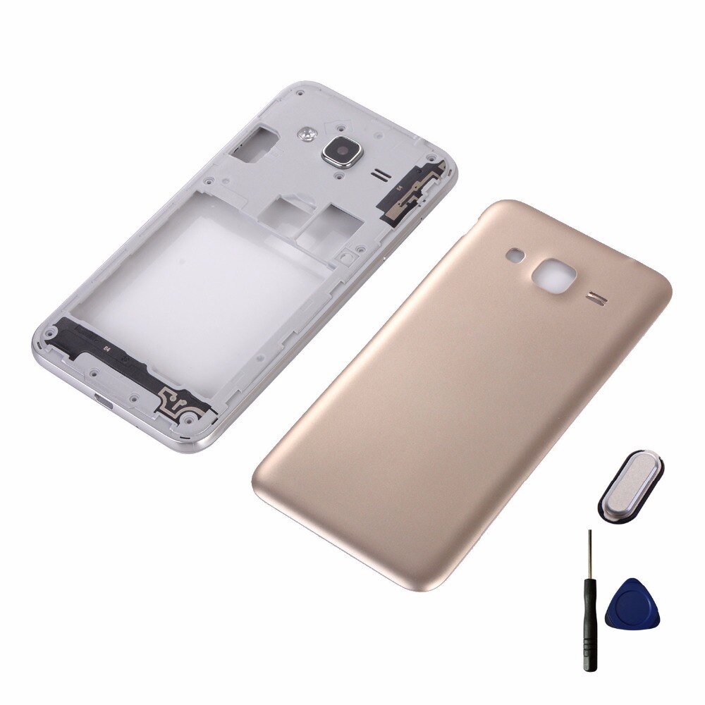 Voor Samsung Galaxy J3 J320 J320F J320H J320FD Behuizing Midden Frame Cover + Batterij Achterkant + Home Knop terug Toetsenbord + Gereedschap