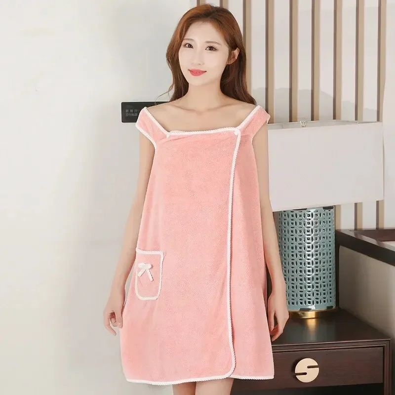 Toallas de baño para mujer, toalla suave y absorbente, vestido, ropa de baño de secado rápido, albornoces de Spa para playa, ropa de lavado, toalla de secado rápido: Azul