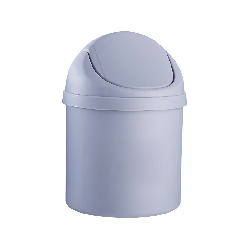 Kawaii Pink Strawberry Flower Waste Bin Desktop Portable Plastic Mini Shake Cover Garbage Basket Sakura Home Bedroom Trash Can: Gray