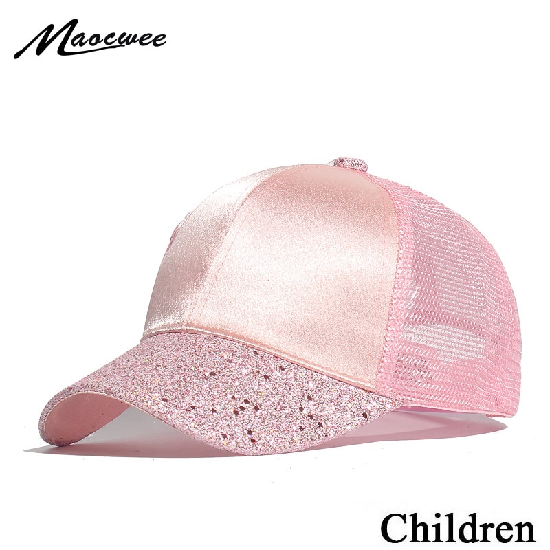 Lente Zomer Kind Pailletten Netto Cap Meisjes Zonnebrandcrème Baseball cap Jongens Leisure Cap Student Hoed Hip Hop Snapback Voor 2 -8 jaar oud