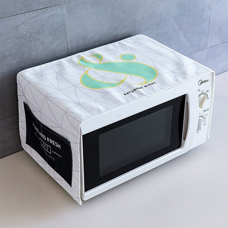 Small Fresh Microwave Oven Cover Waterproof Fabric Dust Cover Rectangular Oven Cover Cloth with Cover Towel: 5