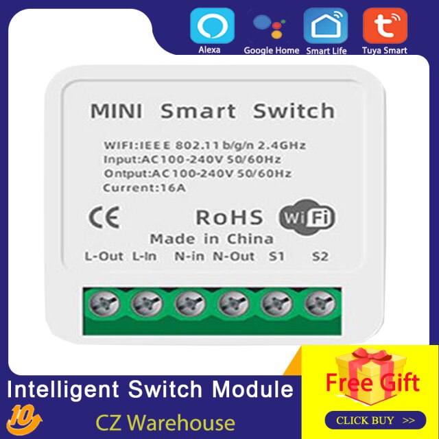 Tuya WiFi Switch Module Intelligent Home Household Converted Light Modification Module Tool Switch Controller APP/Voice Control: 1pcs