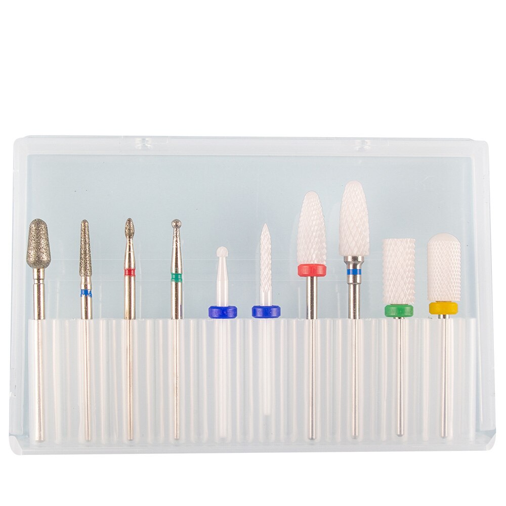 Juego de fresas para manicura, brocas para taladro eléctrico, máquina de manicura, cortadores para la eliminación de barniz de Gel, 10 Uds.: S10 PLUS-O