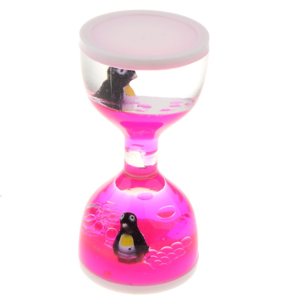 Fish Dolphin Floating Liquid Motion Hourglass Bubbler Timer Desk Fidget Toy: Pink