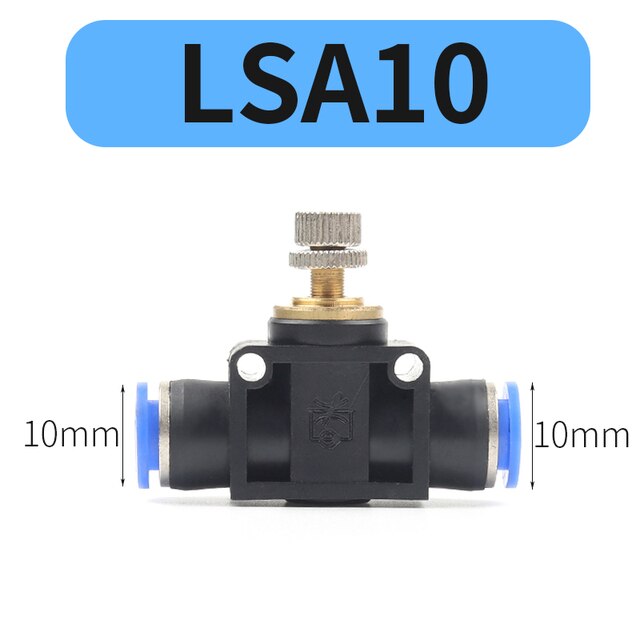 Lsa pneumatikkopplingar justera pneumatik luftgasventil hastighetskontroll snabb slang slang vattenkoppling 4mm 6mm 8mm 10: Lsa 10