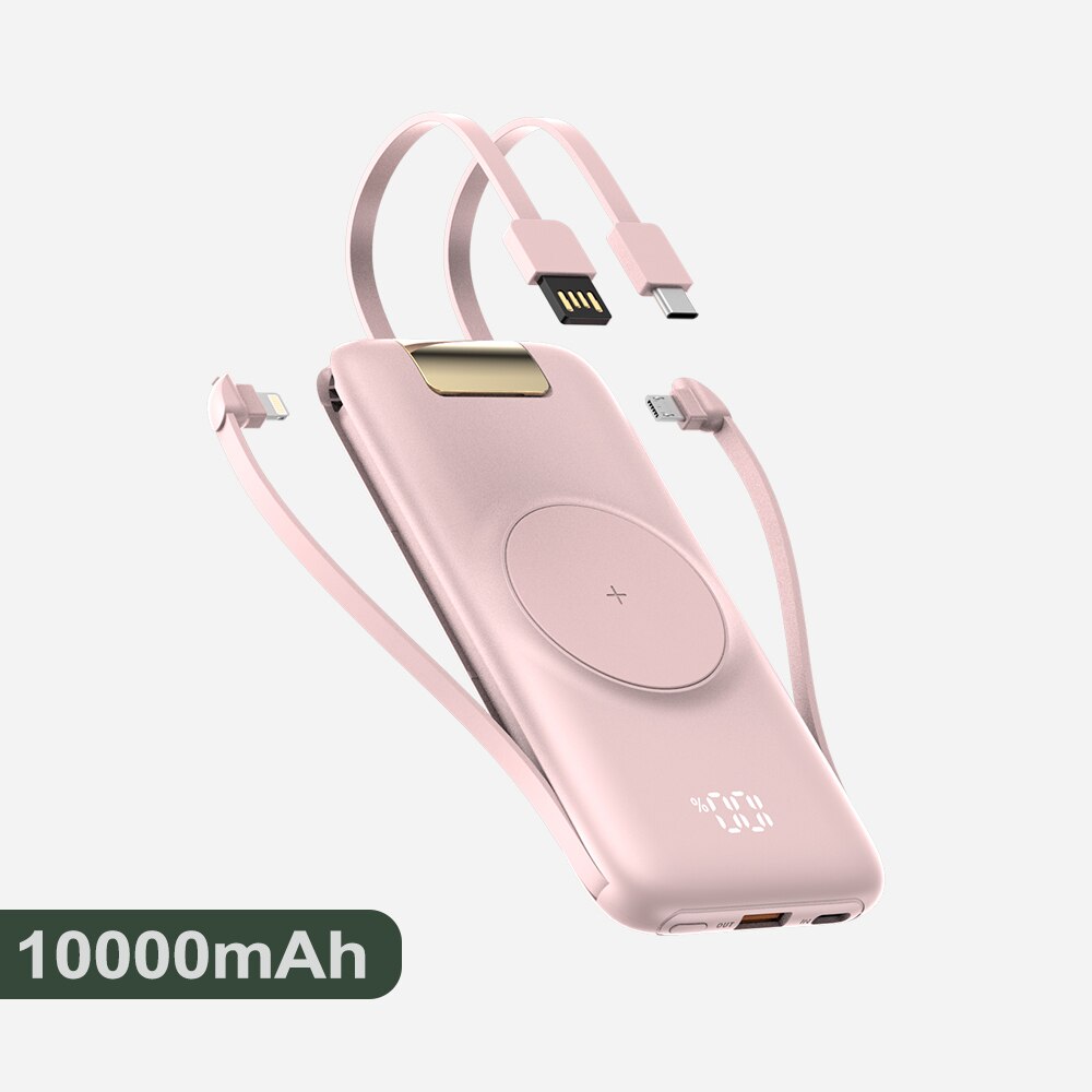 22.5W Wired Super Fast Charger 10000/20000mAh Power Bank PD+15W Wireless Charger for iPhone Samsung Xiaomi QC3.0 Quick charger: 10000mAh Pink