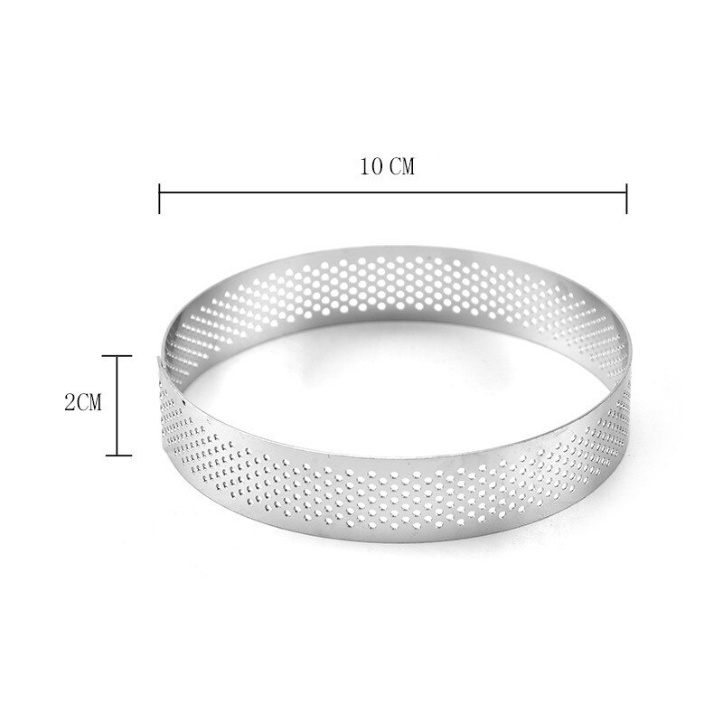 Seaan 1 Pc 6/7/8/10 Cm Ronde Geperforeerde Ademende Mousse Cake Ring Rvs Cake Ring Cake tool Ademend Taart Ring: 10cm