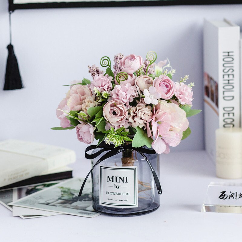 Nordic Lass Fles Charmante Rose Bloem Gerbera Daisy Voor Bruiloft Woonaccessoires Decoratie Room Decor