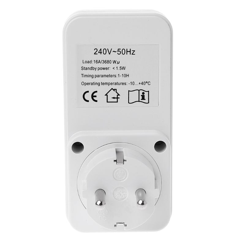 EU Plug Electricity Power Metering Socket 10Hr Timer Socket Countdown Intelligent Time Setting Swtich Timer Control Socket