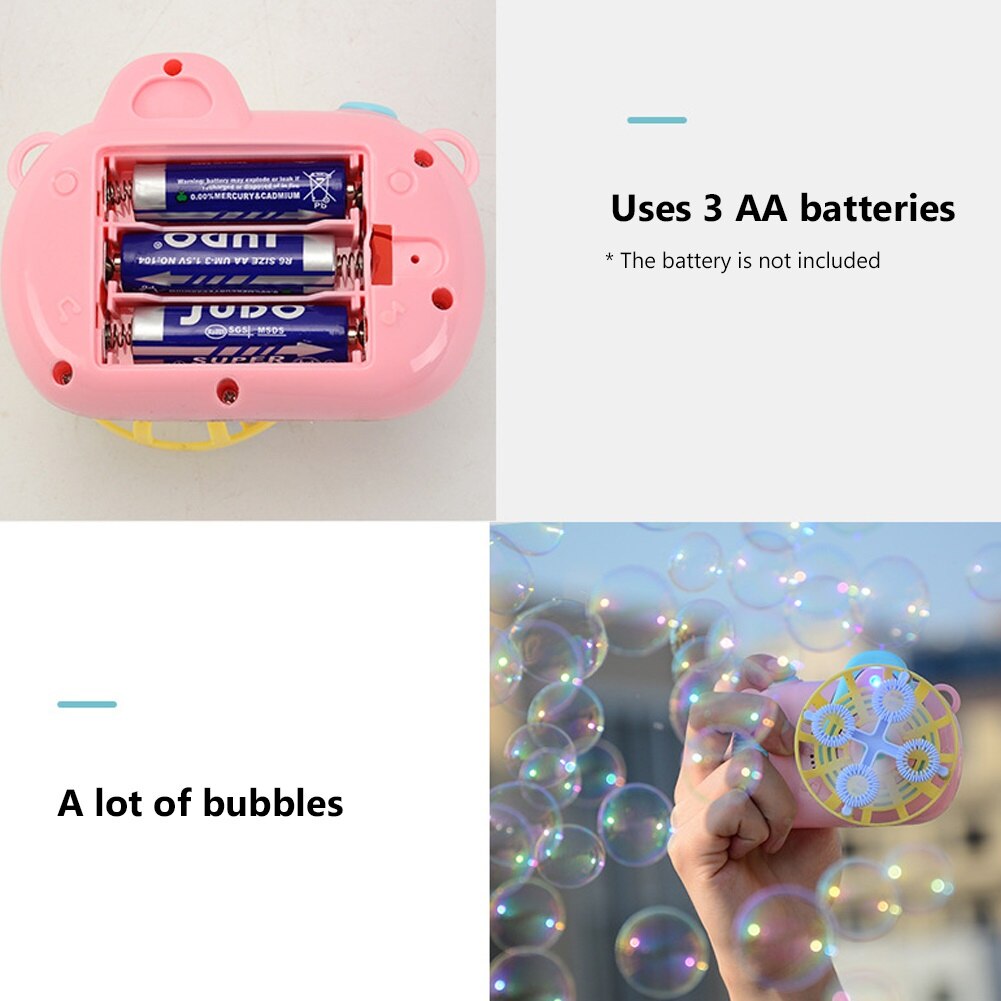 Kids Handvat Cartoon Fan Camera Licht Muziek Elektrische Water Bubble Blower Machine Speelgoed