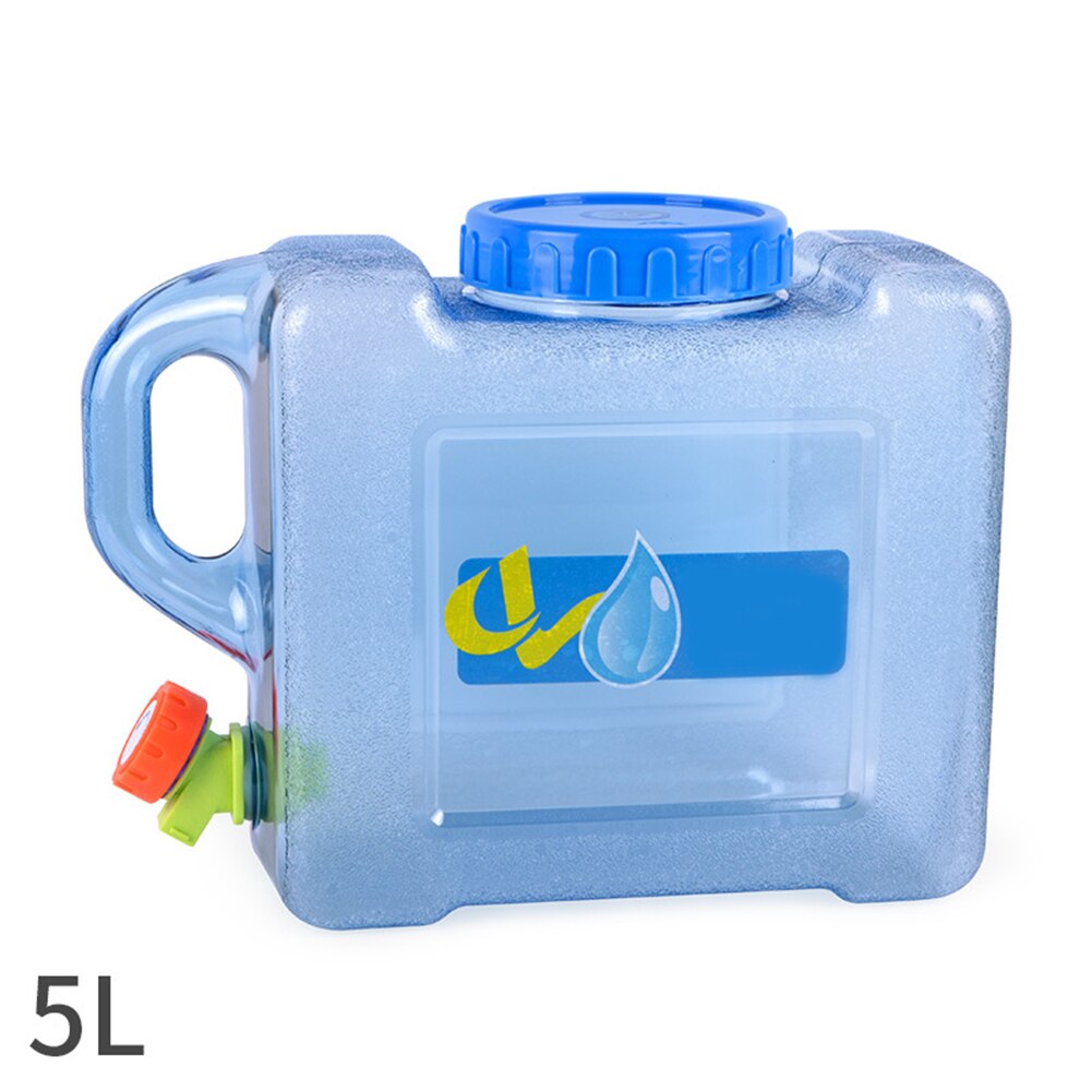 5L 8L Car Water Storage Bucket Portable Water Container Outdoor Large Capacity Water Bottle With Faucet Camping Square Barrel: Default Title