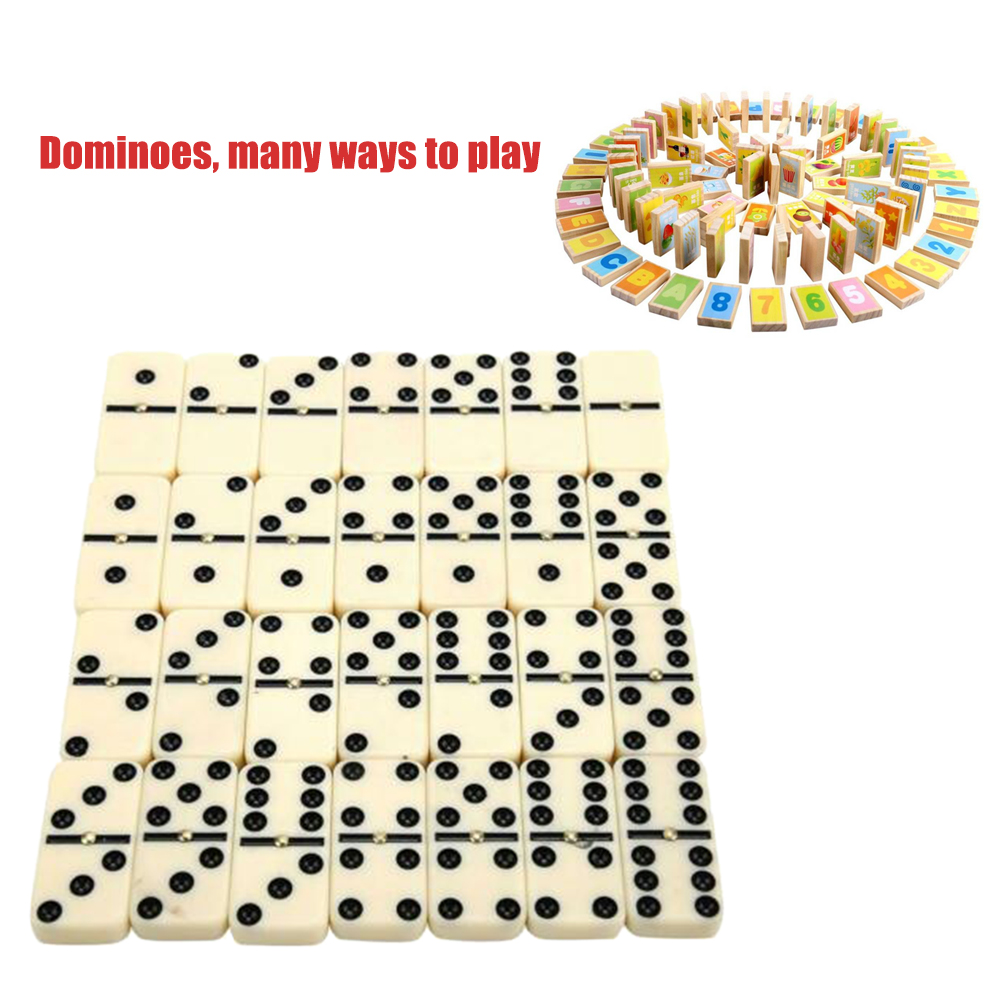 28pcs Learning Educational Dot Chess Game Classic Toy Travel Portable Entertainment Double Six For Kids Funny Dominoes Set