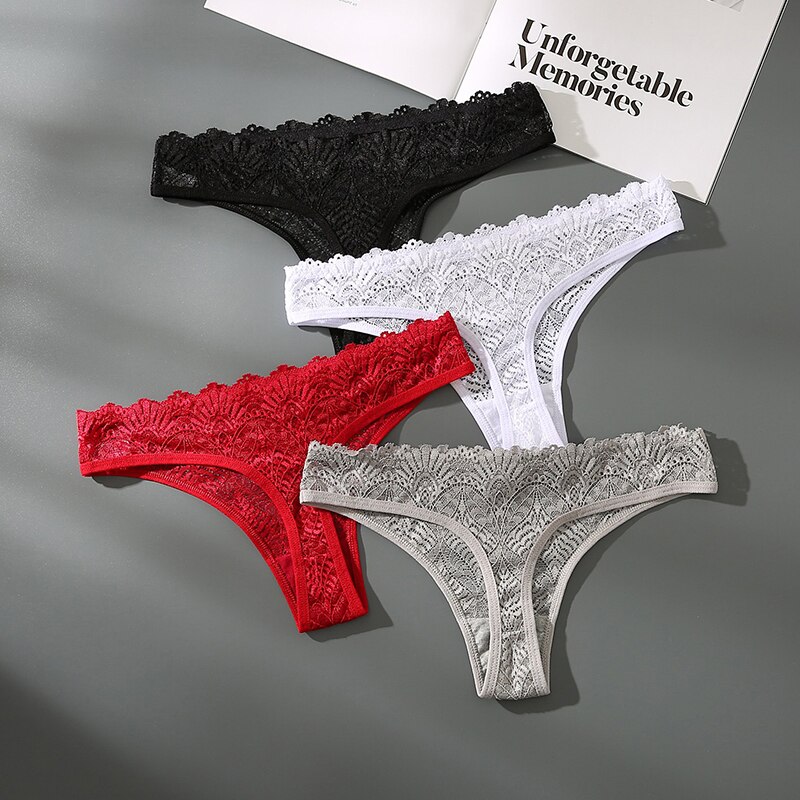 3pcs Sexy Lace Panties Women&#39;s Thongs Underwear For Women Sexy Female Underpants T-back G-string Ladies Intimates 2022 BANNIROU