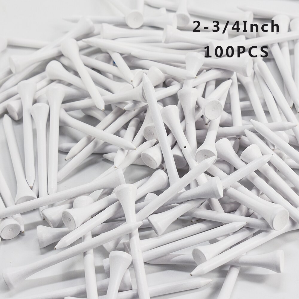 100Pcs Hard Wood Golf Tees for Golf Swing Practice Accessories Unbreakable Wooden Tee Golf Ball Training 42 54 70 83 mm White: 70 mm 100Pcs White