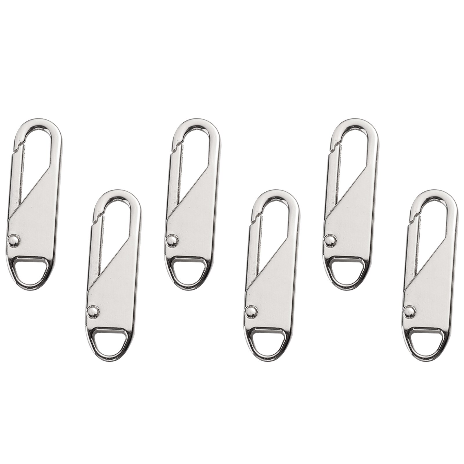 6Pcs Afneembare Rits Pull Tab Vervanging Rugzak Kleding Rits Trekkers: Silver