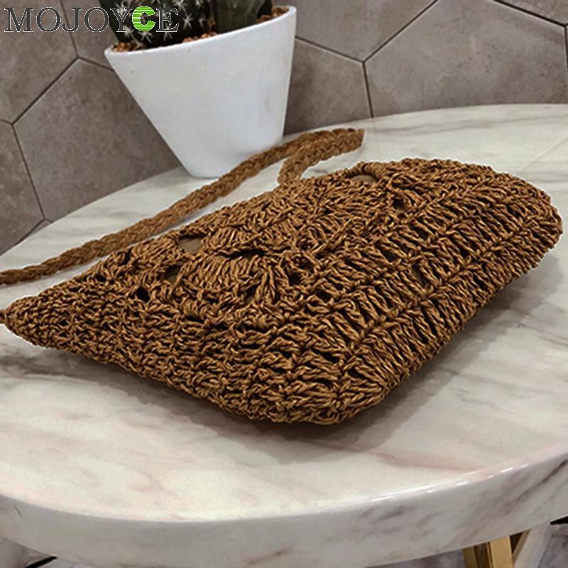 Bohemian Geweven Hollow Out Beach Bag Vrouwen Gehaakte Omzoomd Stro Clutch Handgemaakte Dag Koppelingen Breien Weave Boho Zomer Tas