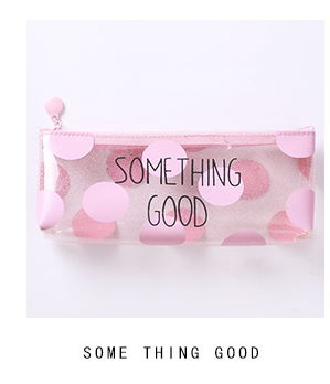 Estuche de plástico para lápices Kawaii, Estuches de con de gato y puntos, estuche para lápices escolares, material de papelería, 1 unidad: something good