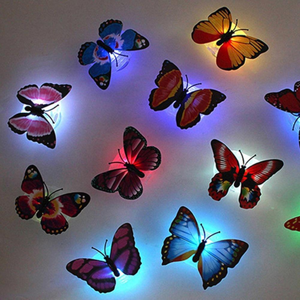 Led Vlinder Mooie Creatieve Veranderende Abs Vlinder Led Night Lights Lamp Mooie Home Decoratieve Muur Nightlights Willekeurige