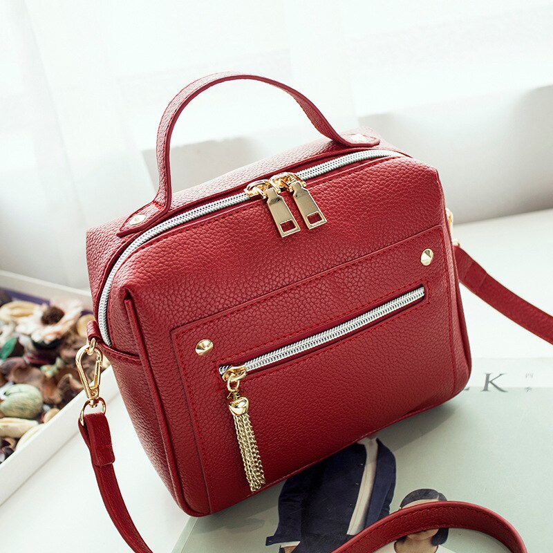 Femmes nouvelle en cuir Pu solide femmes sacs à main dames épaule messager sac à provisions décontracté Bolsos Mujer Bolsa Feminina: Rouge