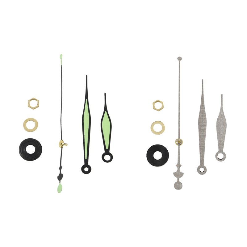 2Set Quartz Clock Movement Mechanism DIY Repair Parts + Luminous Hands With Clock Movement Mechanism Hour Minute