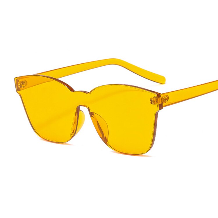 Vierkante zonnebril zonder montuur voor dames, luxe merkbrillen, snoepkleurige spiegel oculos de sol: Gembergeel