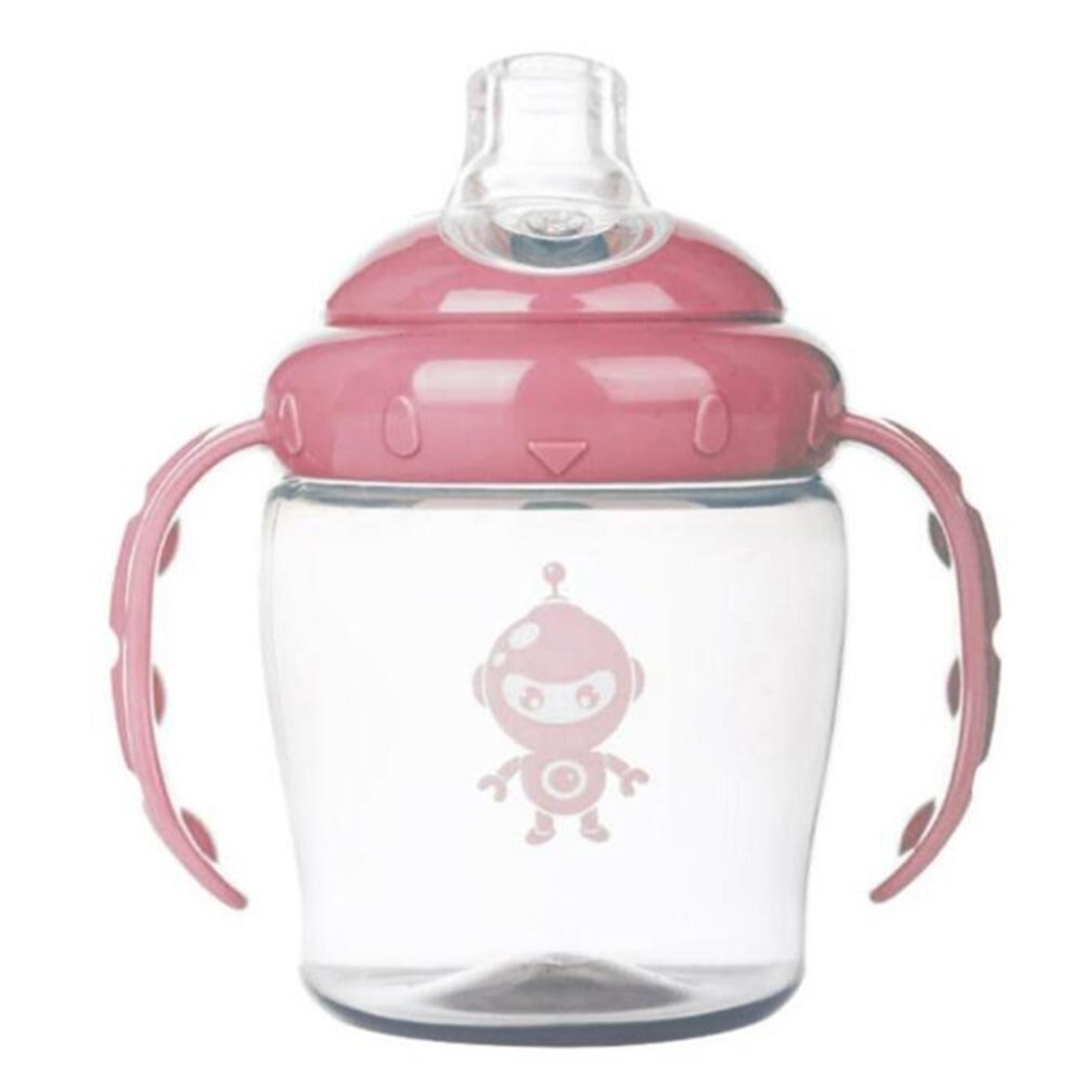 Baby Trinkbecher freundlicher Karikatur Ebene Trinkwasser Stroh Flasche Stroh Sippy Entenschnabel Tasse Hohe Temperatur Beständig Flasche