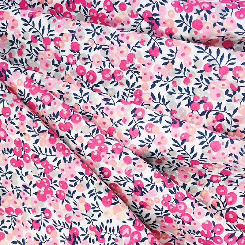Roze Bessen 80S Tissun Liberty Katoen Voor Kids Baby Naaien Doek Jurken Rok Diy Handgemaakte Patchwork Meter