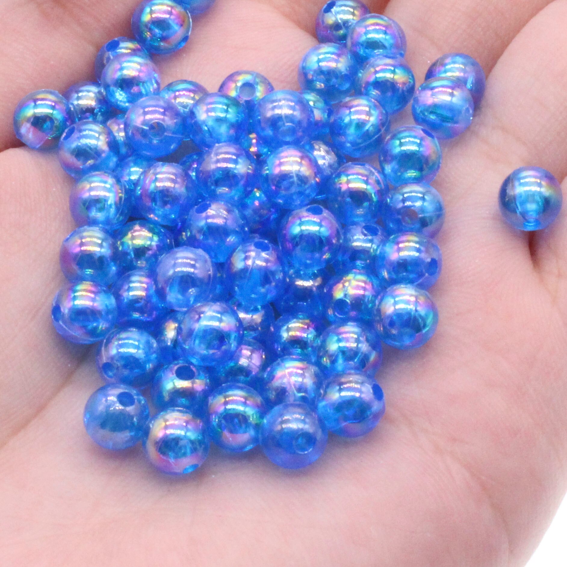 CHONGAI 6mm Light Purp Transparent AB Acrylic Round Ball Spacer Beads For Jewelry Making DIY Jewelry Accessories For Handicrafts: Blue