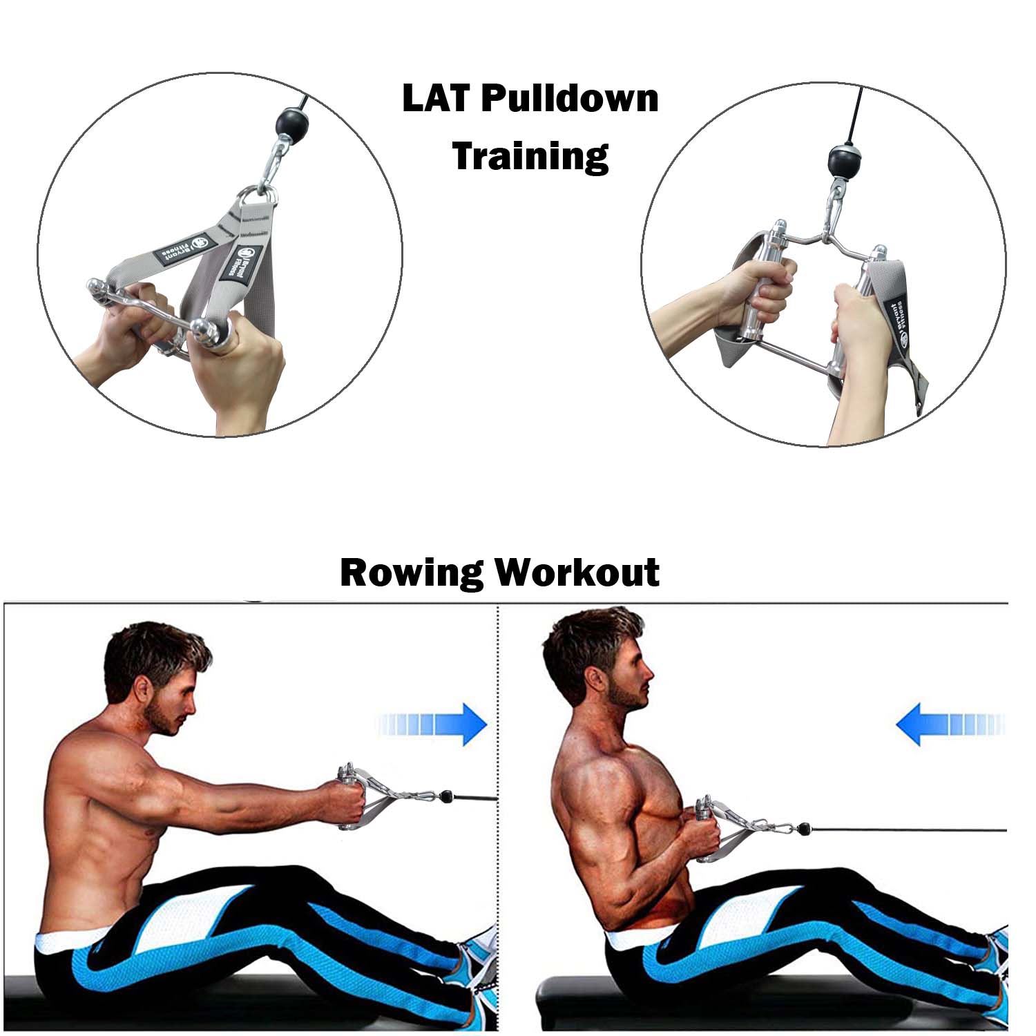 Meatl Gym Handvat Dubbele D Handgrepen Zware Verwijderbare Pull Down V Bar Voor Thuis Kabel Machine Roeiboot T-Bar training Fitness Apparatuur