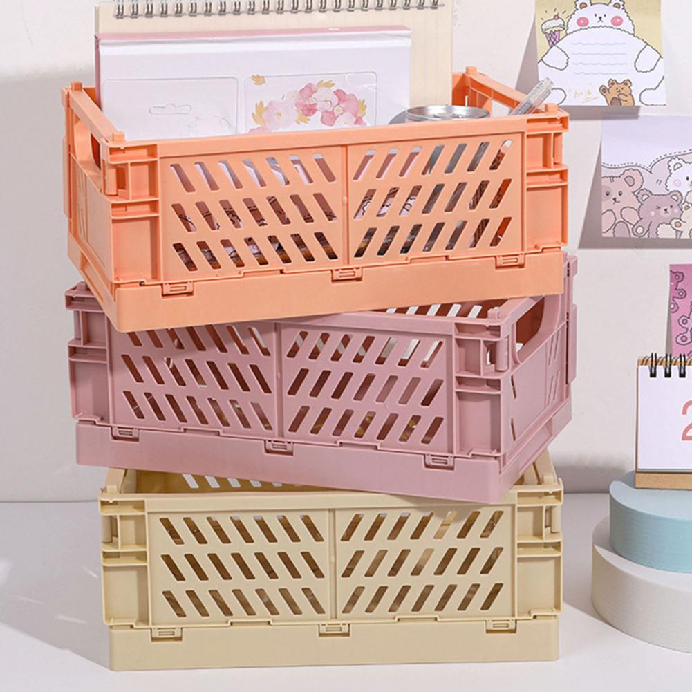 Storage Crate Stackable Large Capacity Multifunctional Foldable Kitchen Warehouse Basket