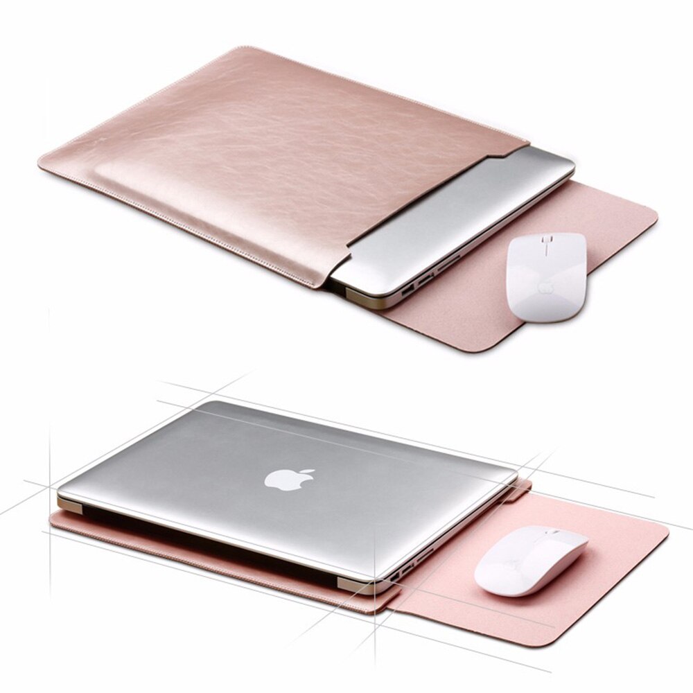 Laptop Sleeve Leather Bag Mouse Pad Pouch Notebook Case For Macbook Air 11 13 15 inch Pro 13.3 15 15.6 Tablet PC