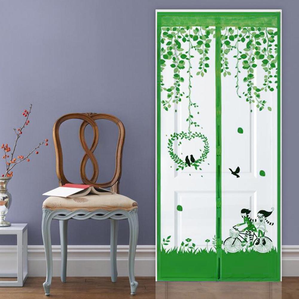 Magnet Mosquito Net Bicycle Lovers Pattern Soft Yarn Insect Screen Curtain Window Fly Magnetic Door Curtains Anti-Mosquito Mesh