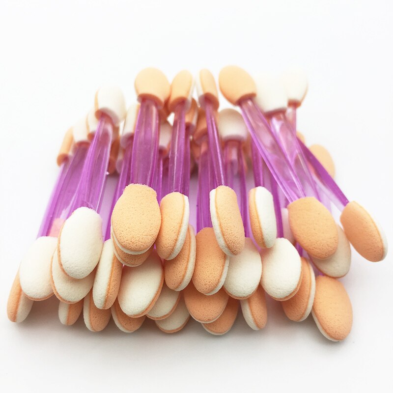 Pinceaux jetables pour fard à paupières, 50 pièces, kit de maquillage jetable pour applicateur cosmétique, éponge en Nylon double face: 50 PCS-Purple