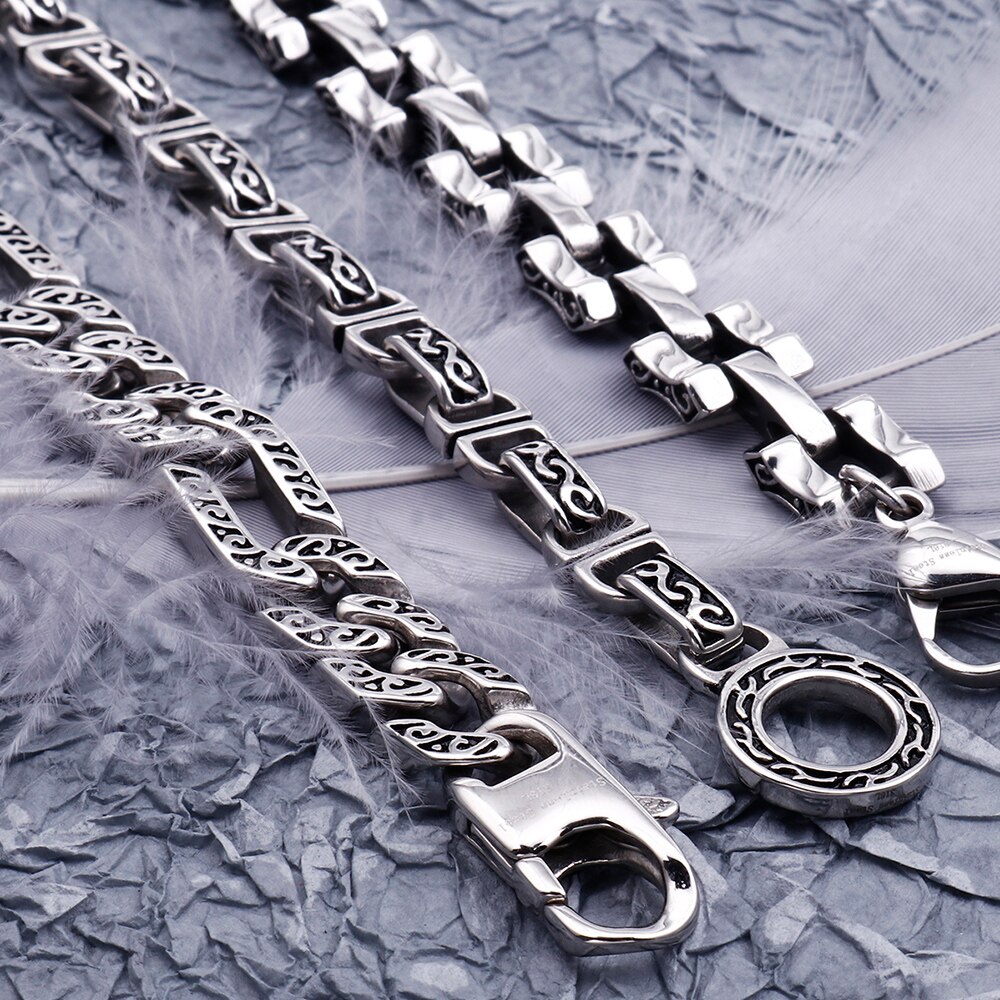 Retro 316L Roestvrij Staal Gegoten Metalen Armband Mannen Patroon Chain Heren Armbanden Mannelijke Biker Sieraden Accessoire