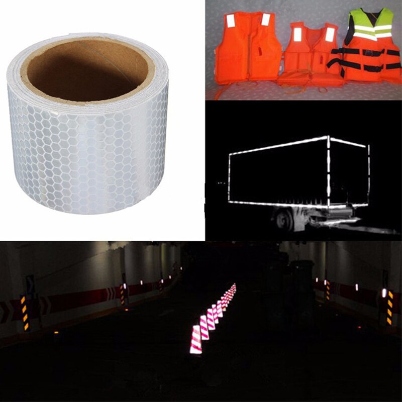 100x5cm Waterproof Warning Tape Strip Stickers Warning Light Reflector Protective Sticker Reflective Film Car Safety Mark