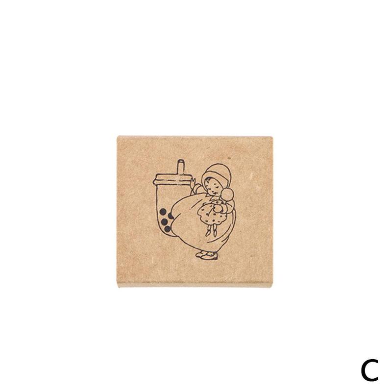 Sellos de goma madera con personajes de dibujos animados, para decoración de Scarpbooking, manualidades DIY, sellos de madera, suministros de papelería escolares: C