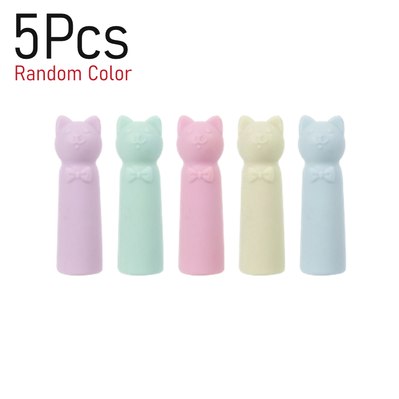 1-20Pcs Cat Erasers Pencil Tip Cap Kawaii Wipe Clean Rubber Eraser Cute Pen Topper Cap Student Stationery School Office Supplies: Red