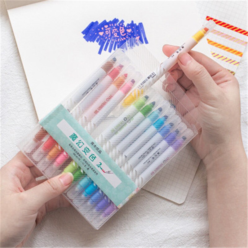 Baby Zeichnung Spielzeug Discolorable Stift Kinder 12 Farben Kawaii Magie Highlighter Stift 1Pcs Lernen Kunst Spielzeug für Kinder Malerei werkzeug