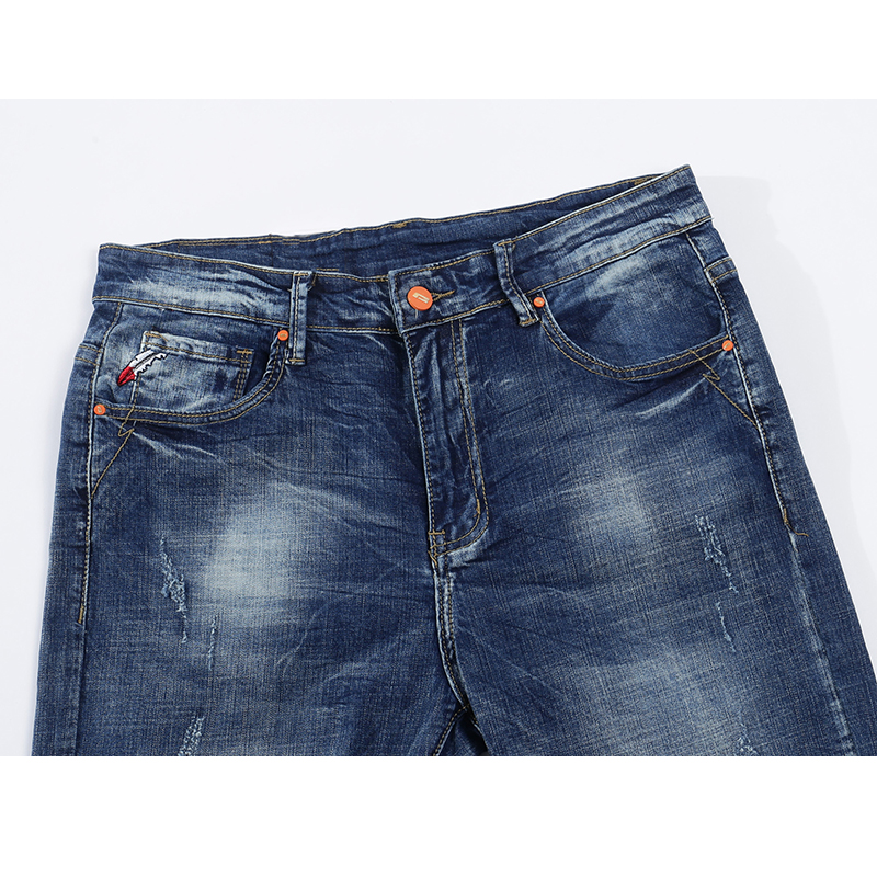 Jeans herre lyseblå stretch slim straight regular fit casual jeans mandlige denimbukser mandlige lange bukser top plus størrelse 40