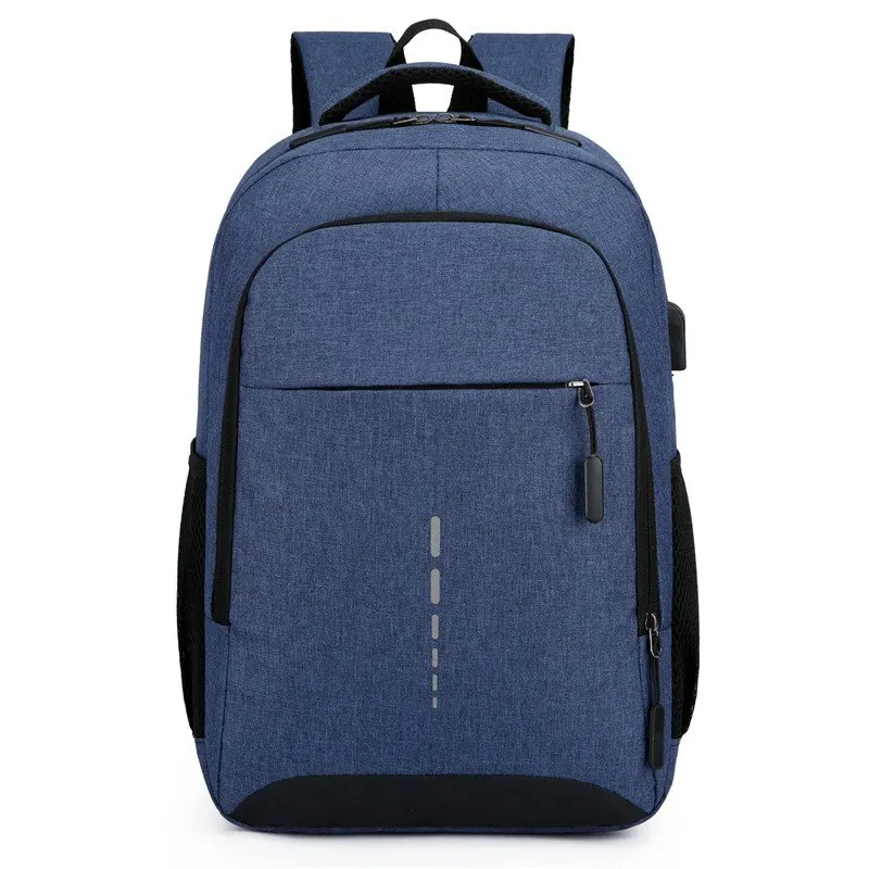 Mochila masculina grande capacidade simples moda viagem feminino estudante computador mochila escolar para estudantes universitários: Azul