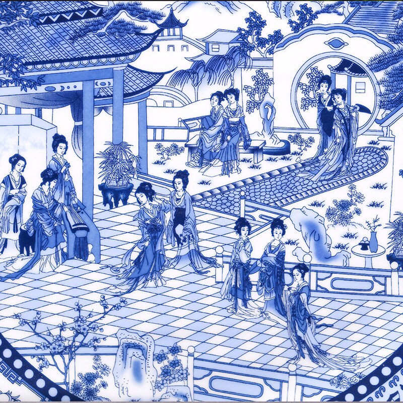 Jingdezhen porcelain antique blue and white porcelain hanging plate decorative plate Ornament Chinese style living room deco