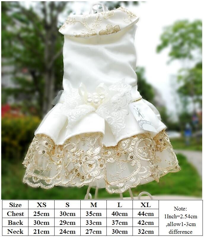 Vestido de boda de lujo para perros y gatos, falda para cachorros, tutú para mascotas, suministros para disfraces de novia, varias princesas, XS a 4XL: Gloden  BF1170 / XS