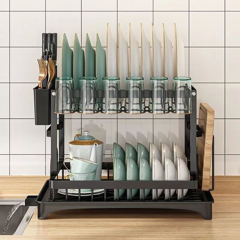 2-tier Kitchen Drain Rack Dish Storage Rack Kitche... – Vicedeal