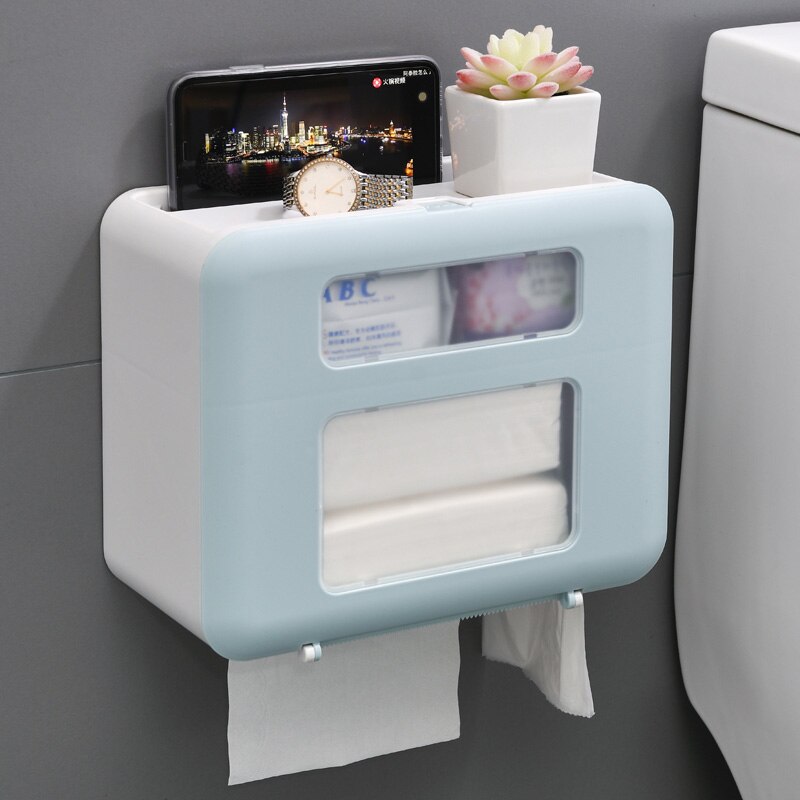 Étagère de rangement en rouleau de papier toilette | Portable, stockage de WC de grande capacité, boîte de rangement en forme de rouleau de papier toilette, étagère de salle de bains, accessoires de salle de bain: Blue