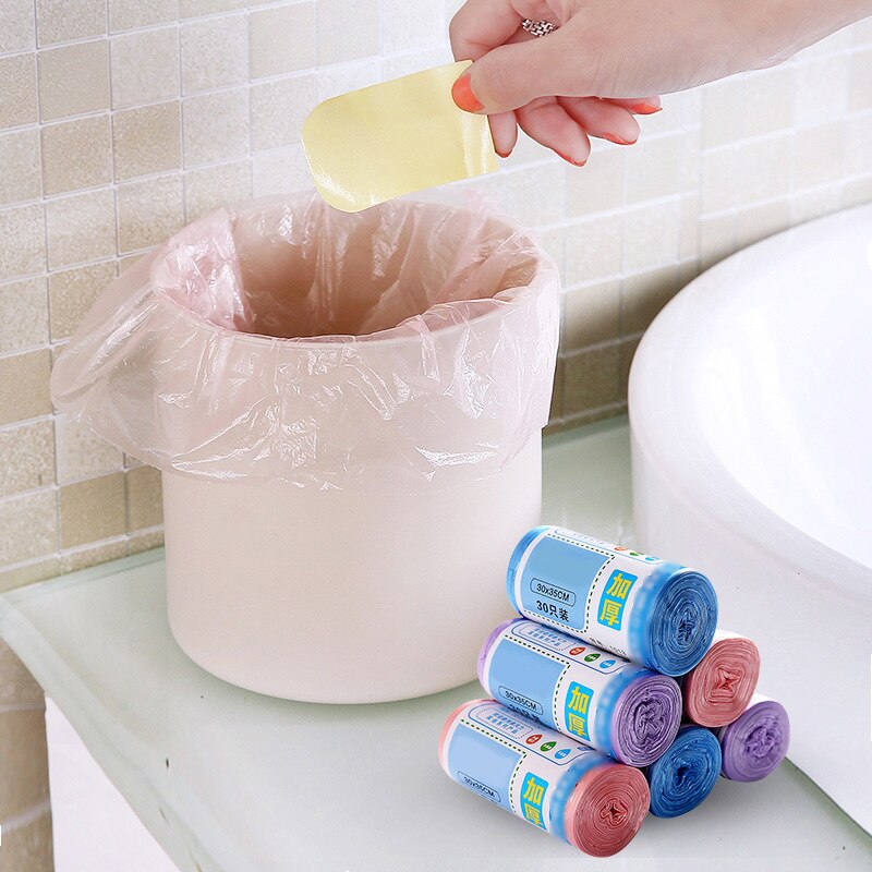 30Pcs/Roll Thicken Kleine Vuilniszakken Mini Desktop Prullenbak Vuilniszak Voor Huishoudelijke Schoonmaakmiddelen Afval Prullenbak Plastic tassen 30*35Cm