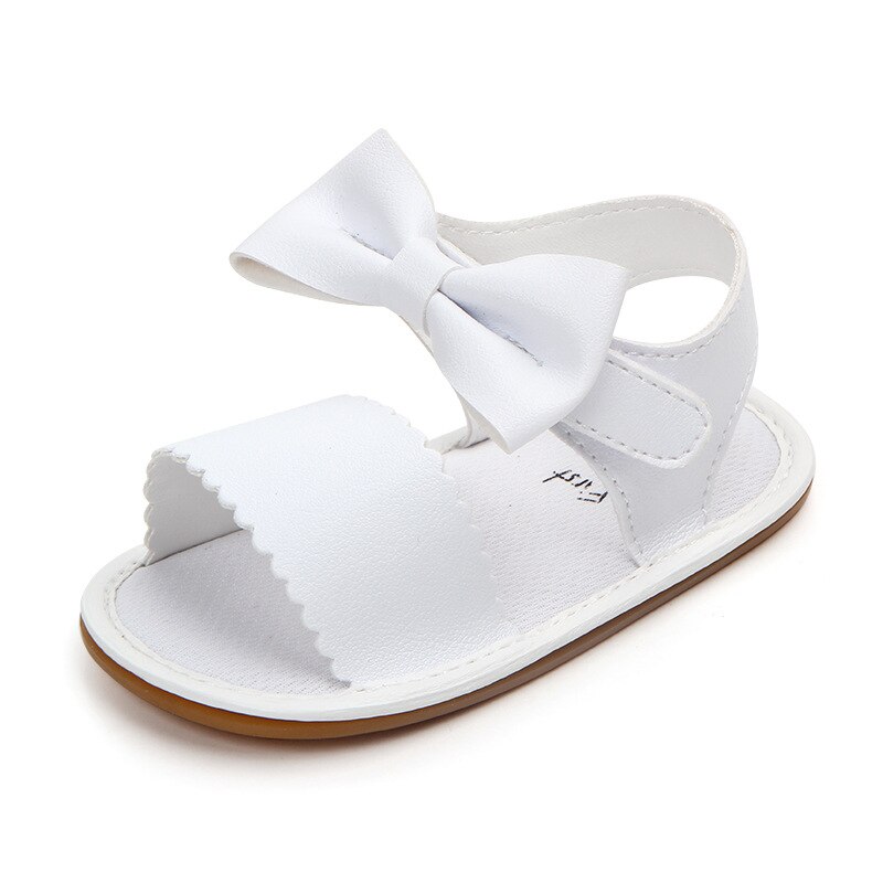 Sommer baby søde sandaler nyfødt baby pige butterfly sandaler sommer åndbare anti-skrid sandaler piger pu baby sko: Hvid / 2