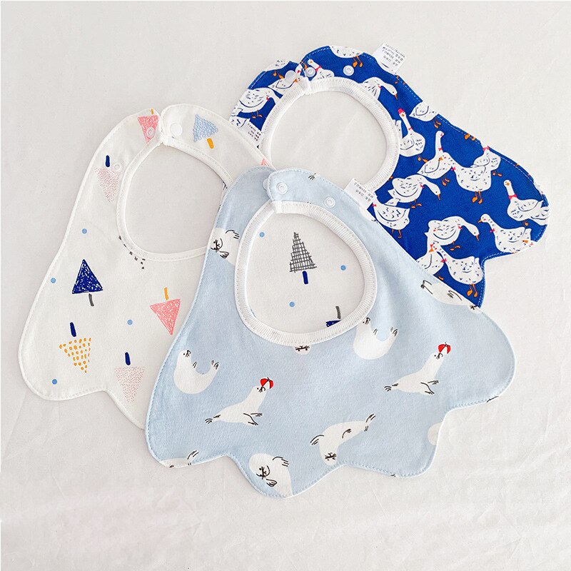 Baberos de algodón de doble capa para bebé, impermeable, delantal de alimentación para niños y niñas, toalla, Bandana, accesorios para bebés de 0 a 24 meses, 3 unids/lote: 004