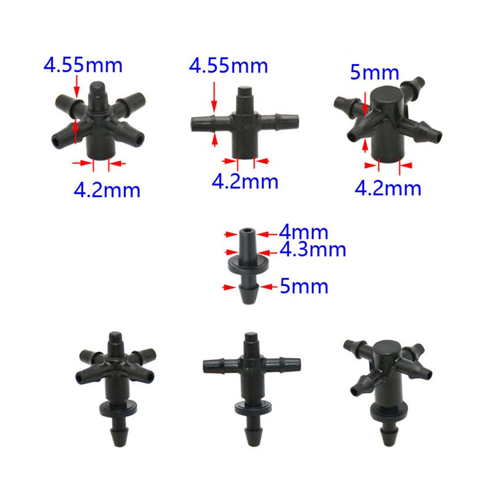 20set Arrow Dropper Connectors 2/4-Way 1/8&quot; Hose Water Splitter For Pressure Compensating Dripper Greenhouse Irrigation System
